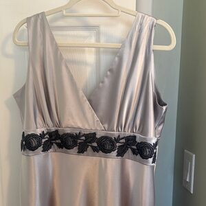 Newport News Silver Maxi Dress with Black - evening wear